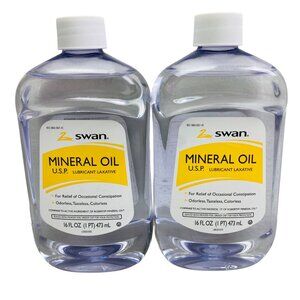 2 Pack Swan Mineral Oil Lubricant Laxative 16 Fl Oz Odorless & Tasteless